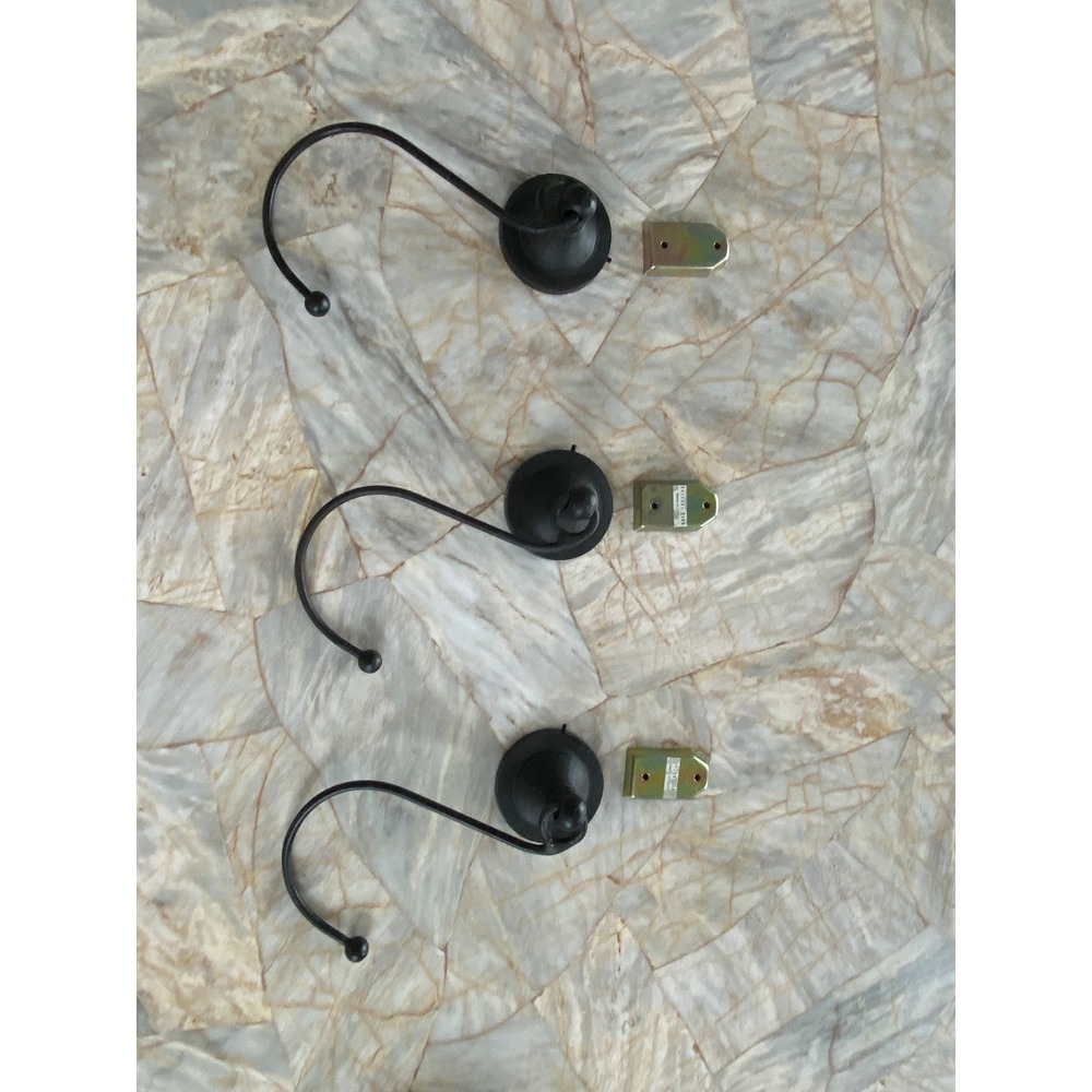 Pottery Barn Black Forged Iron Curtain Tiebacks Set of 3 Ball Finial Hooks
